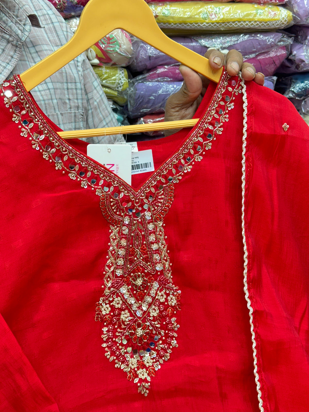 Designer Handwork Crepe Three-Piece Suit Set | Festive & Wedding Wear Kurta Set RR1648