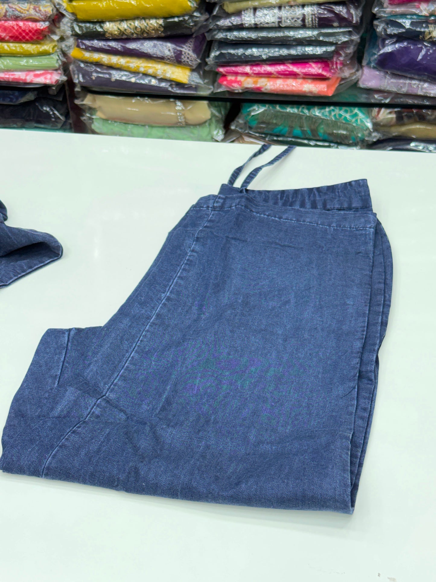 Trending Cotton denim Co-ord Set with thread work detailing perfect for casual and outgoing vacations Girlish article with western look comfortable for summers
