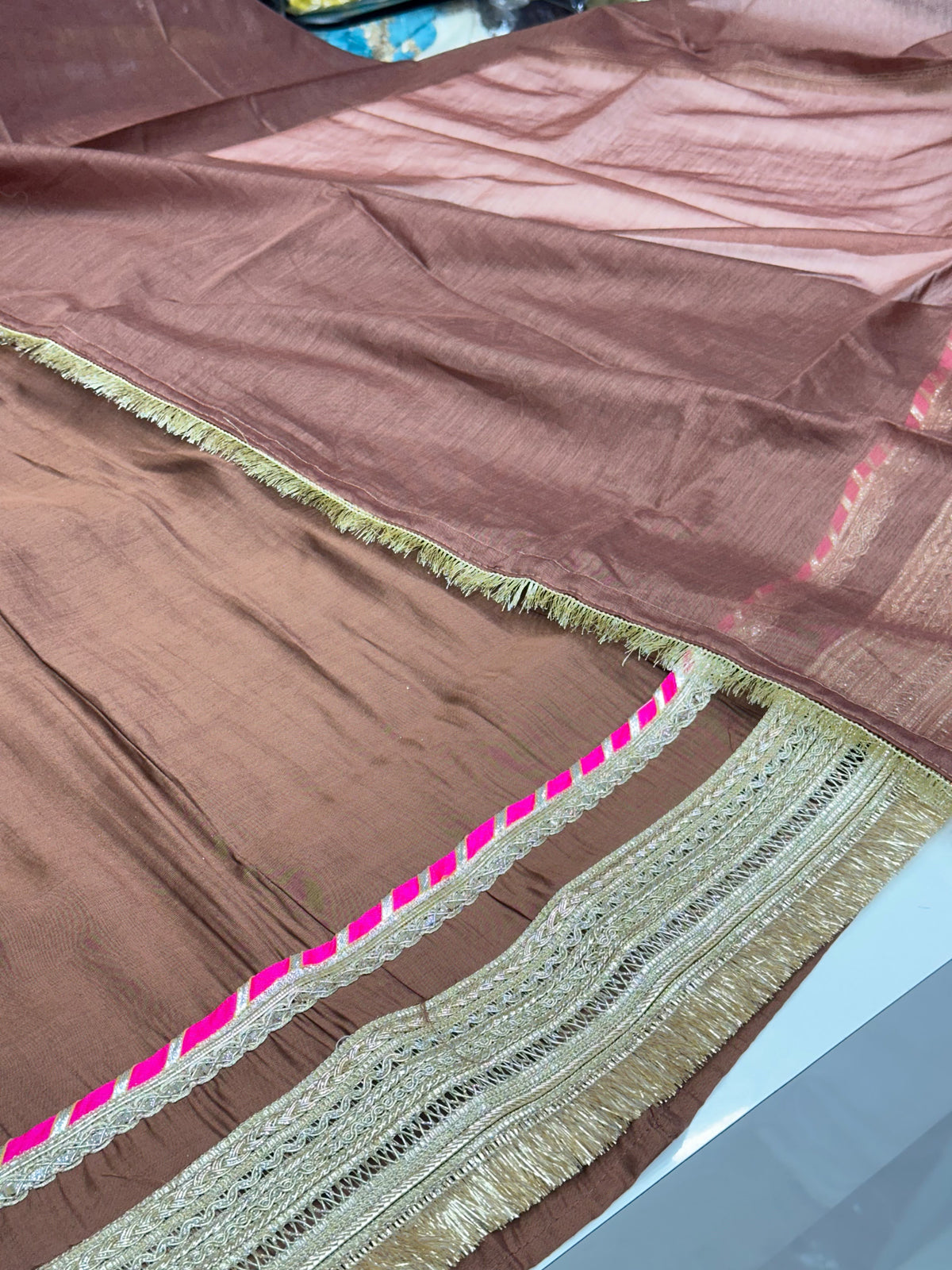 Mul Chanderi 3-Piece Anarkali Kurta Set with Lash Work | Designer Ethnic Wear