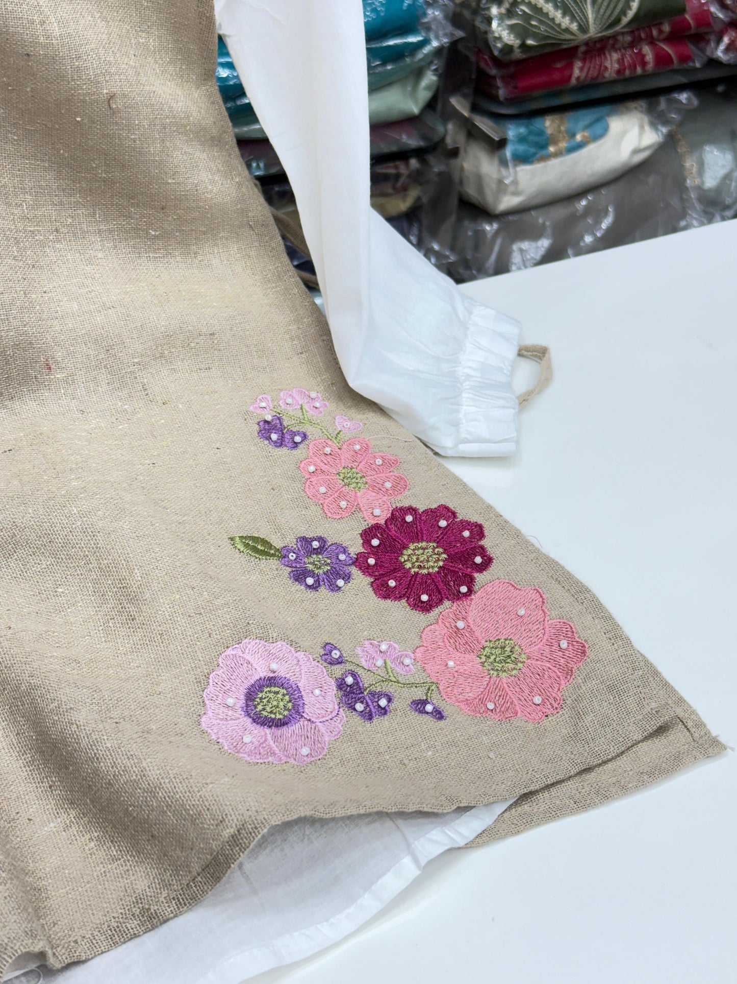 Handcrafted 3-Piece Jute Cord Set |Jute Vest with Floral Embroidery & Matching Bottoms | Eco-Friendly Boho Outfit