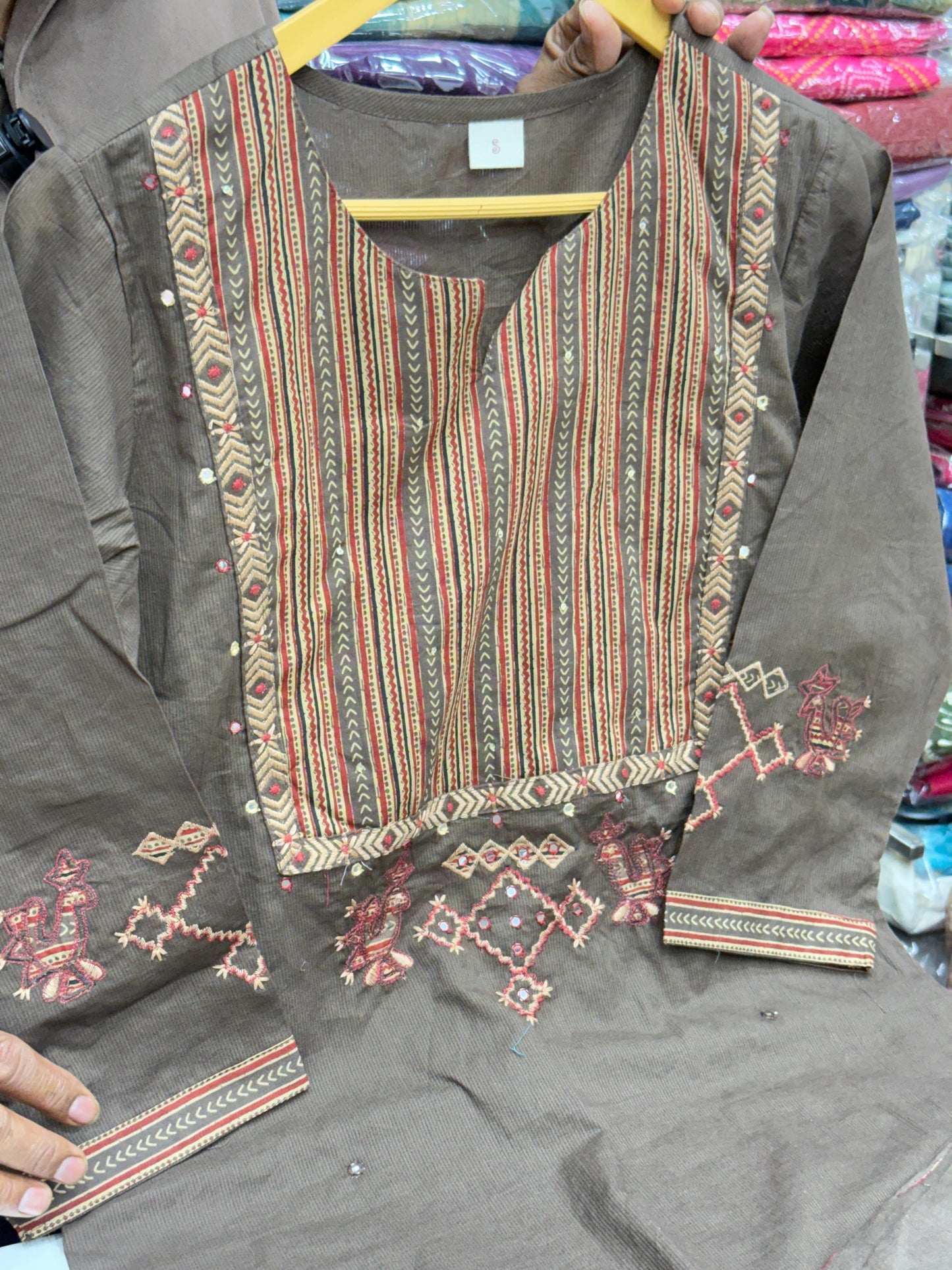 Women’s pure cotton 3 piece kurta set with combination of Jaipuri prints and solid colors