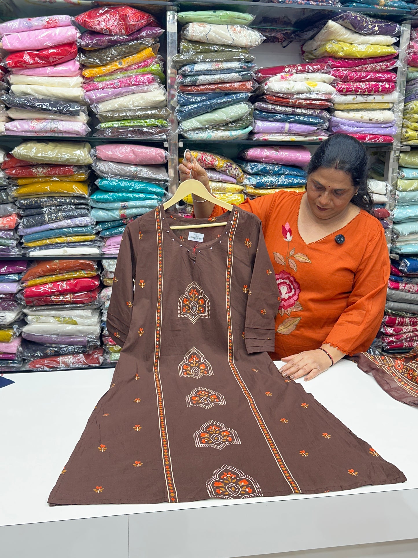 Block printed pure cotton Kurta Set with Pants & Dupatta RR1528