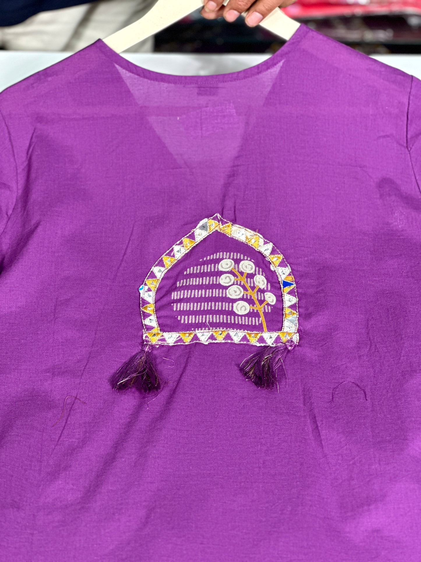 Pure Cotton Semi Formal Straight Suit With Beautiful Embroidery work on Designer Neck RR1322-Purple