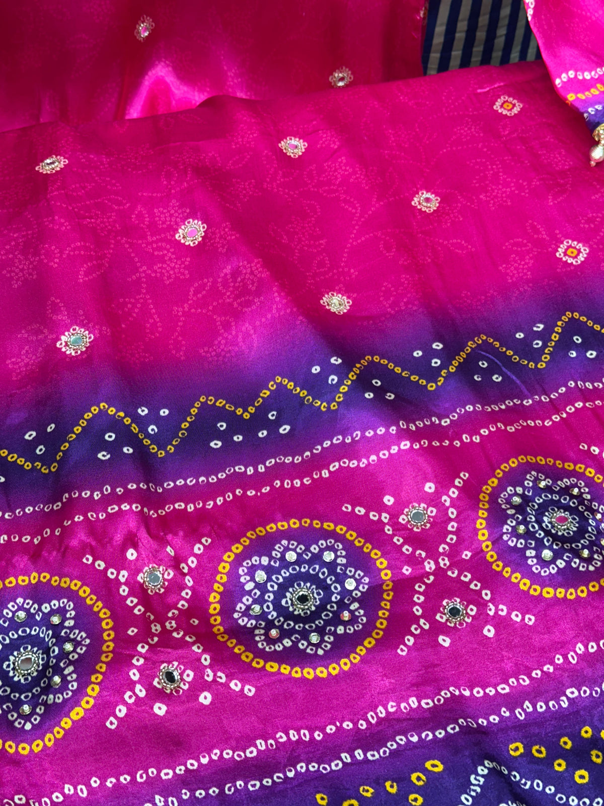Rani Pink Pure Crepe Handwork Party Wear Kurta Set with Tassels
