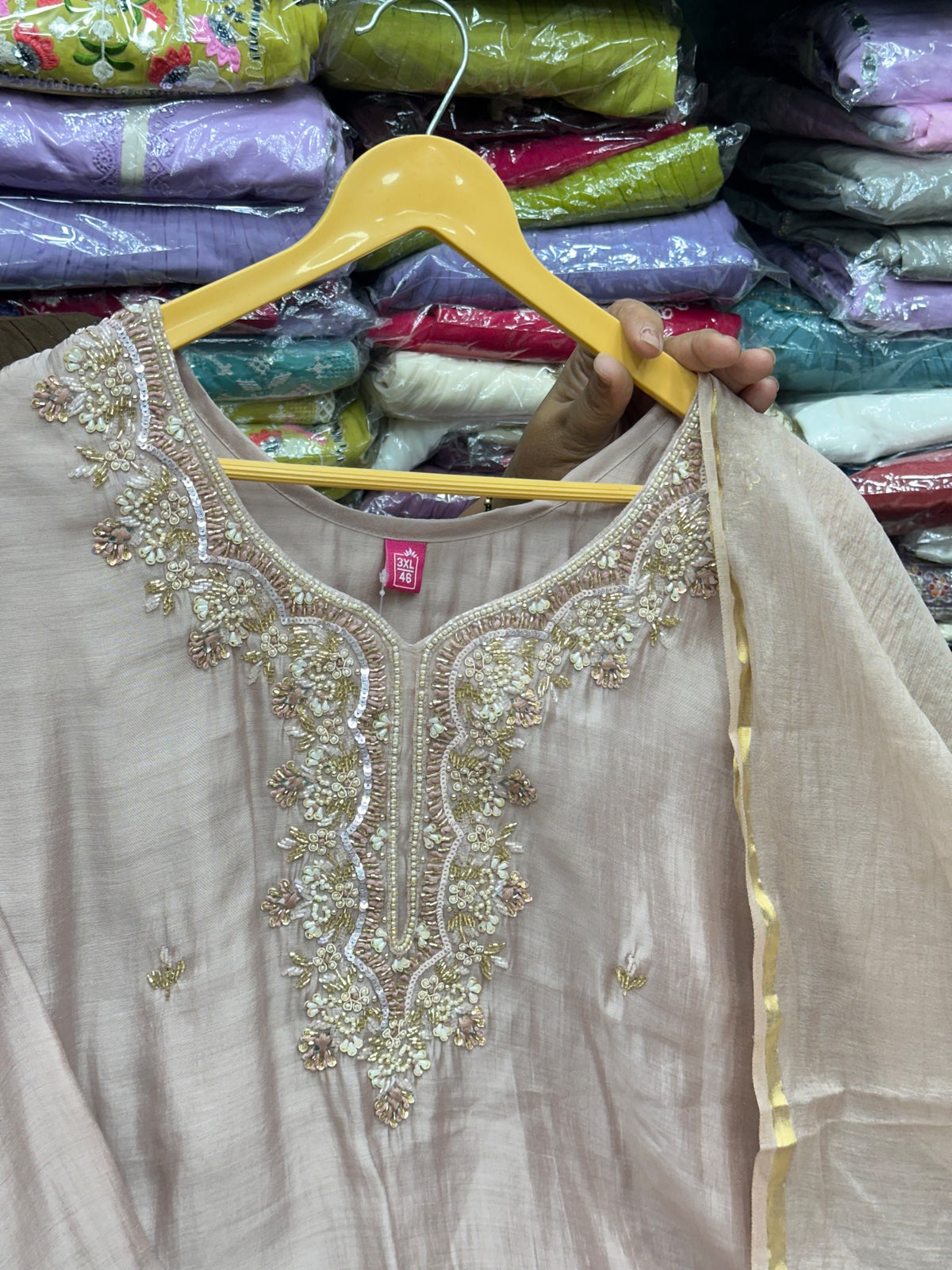 Designer Pure Muslin Kurta with Pants and Dupatta – Premium Handwork Ethnic Suit
