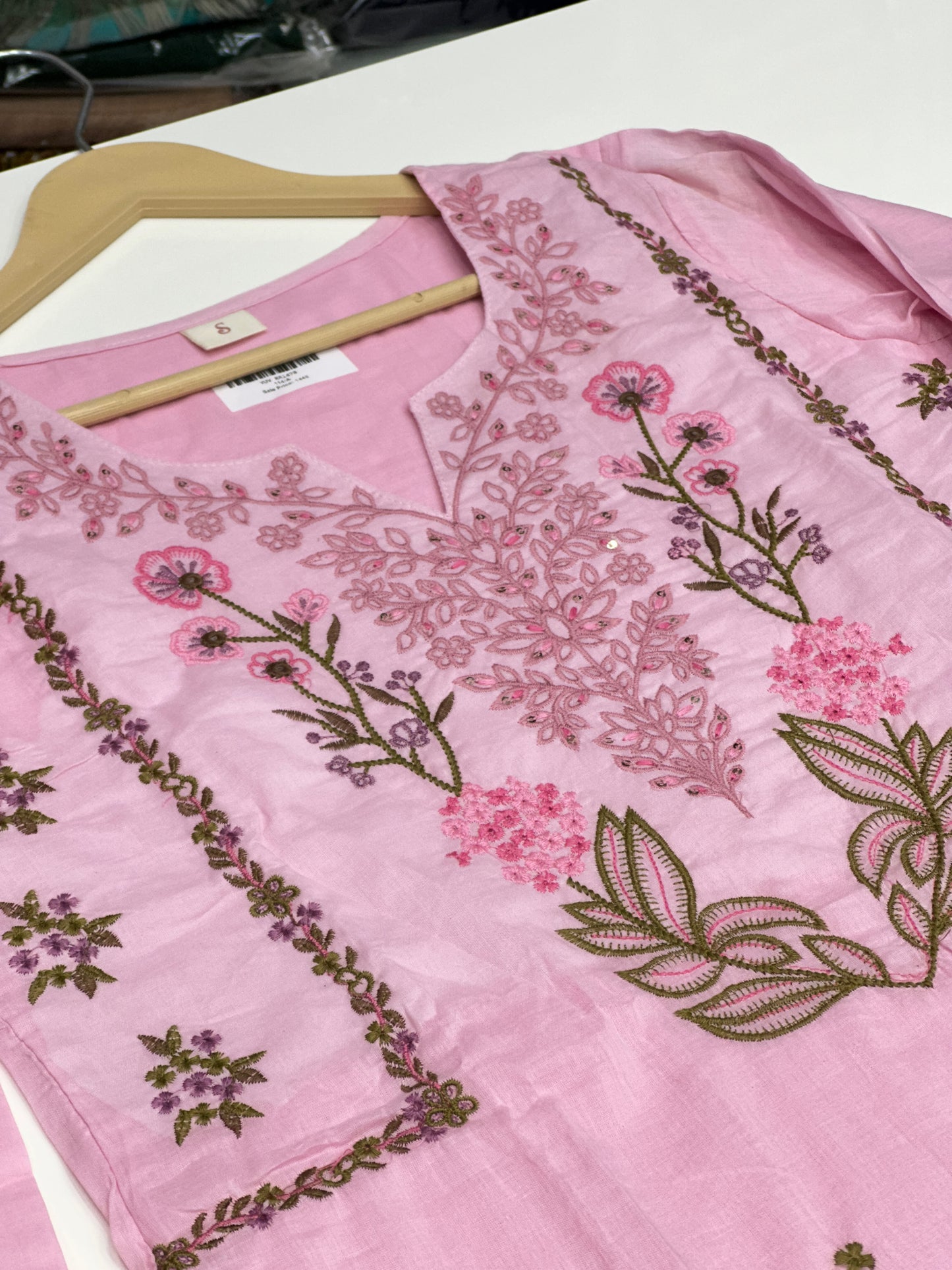 Pure Cotton Hand Embroidered Kurta Set for Women | 3-Piece  Suit in pastel Colors | Comfortable Simple Office Wear