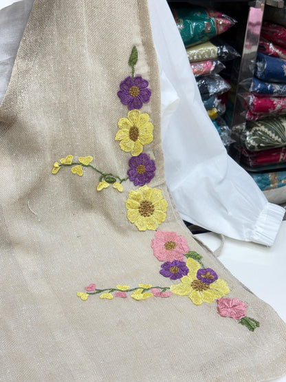 Handcrafted 3-Piece Jute Cord Set |Jute Vest with Floral Embroidery & Matching Bottoms | Eco-Friendly Boho Outfit