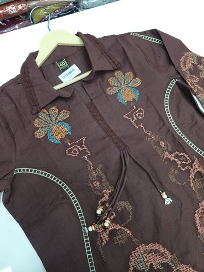 Women's Pure Cotton 3-Piece Kurta Set with Thread Work - Elegant Office & Workwear
