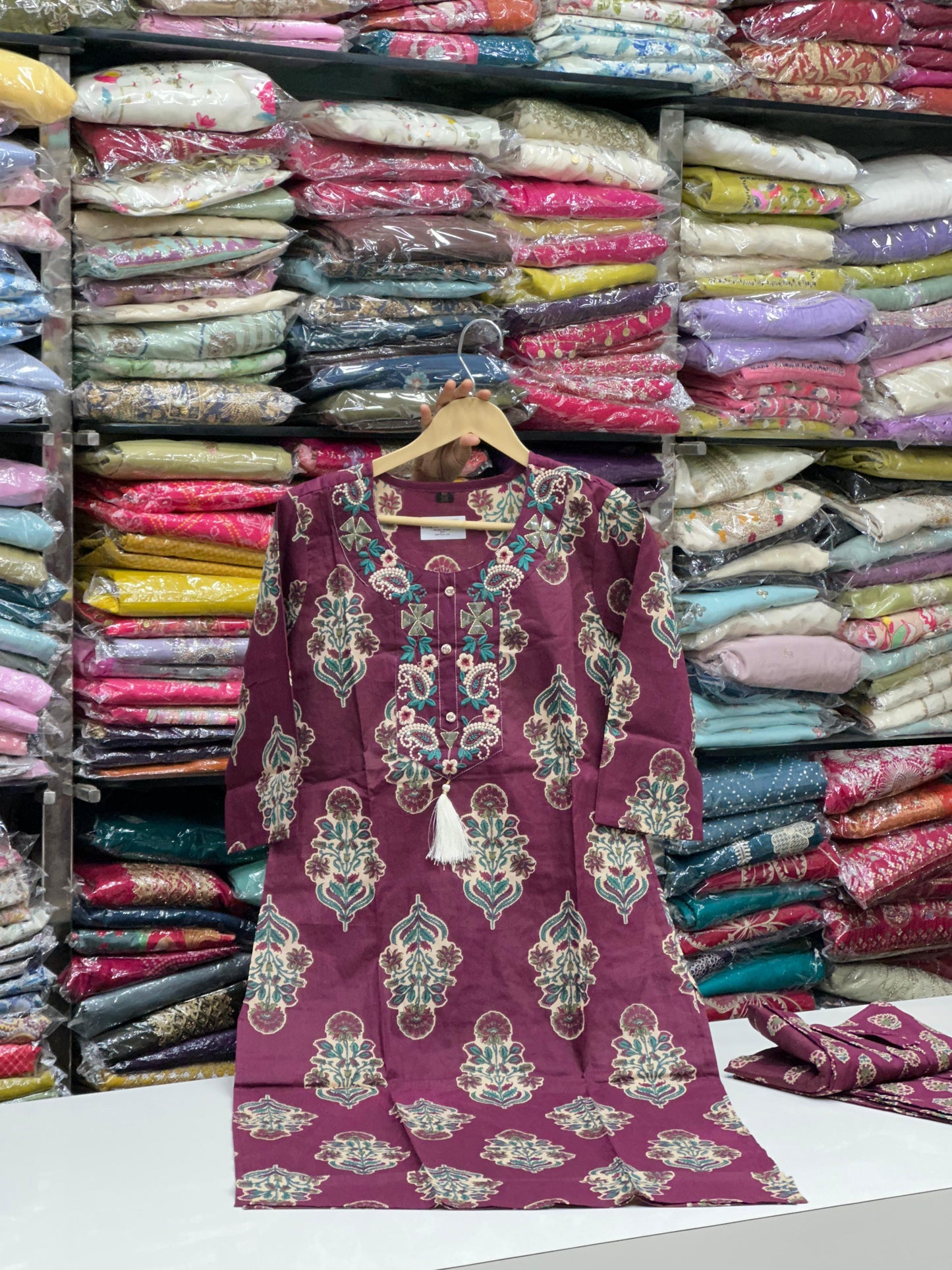 Women's Pure Cotton Floral Printed 3 Piece Kurta Set | Round-Neck Straight Kurti with Pant and Dupatta RR1496