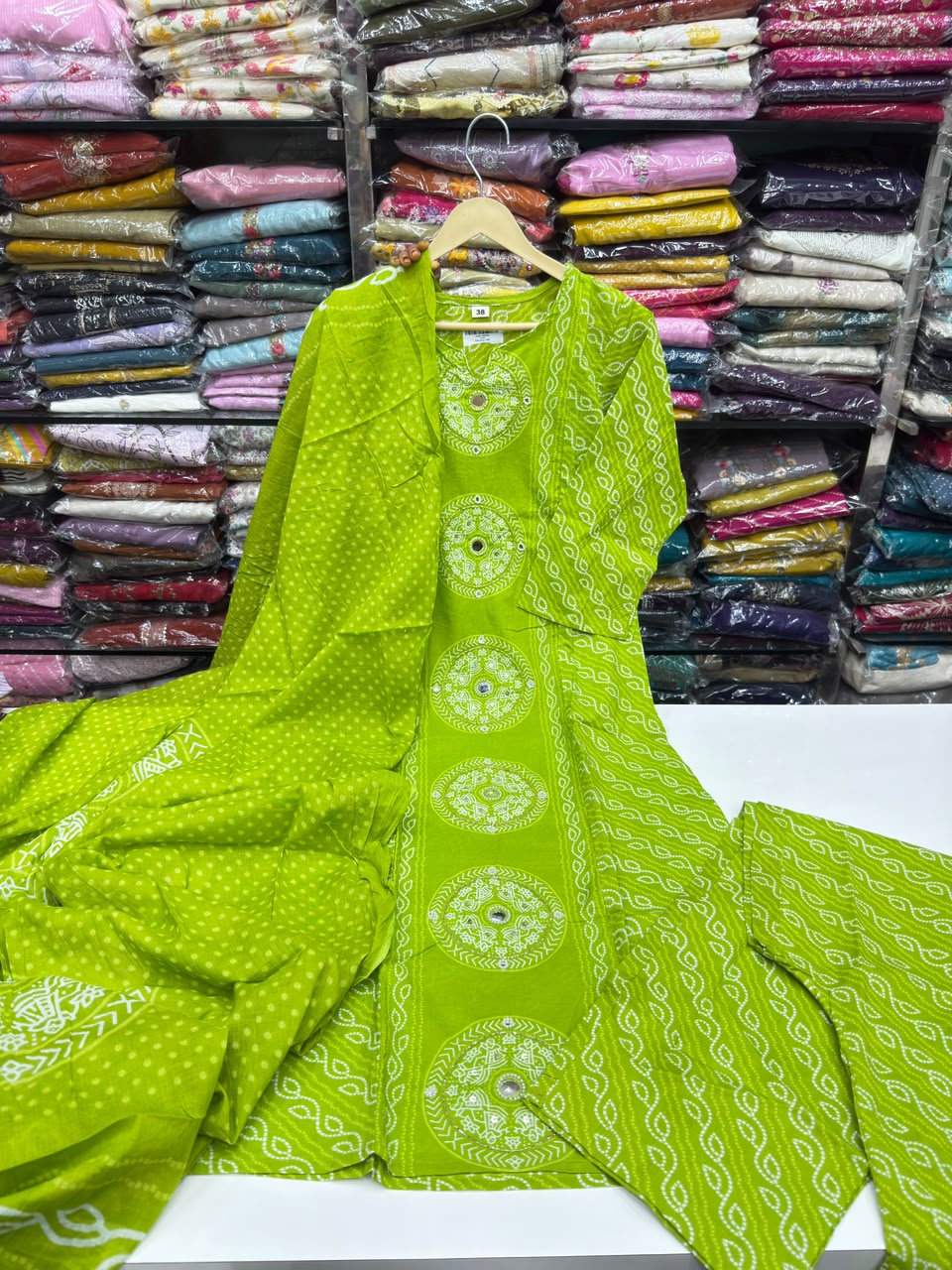 Pure Cotton Bandhani Print 3-Piece Kurta Set with Loose Pants & Dupatta | Sawan Special Affordable Summer Suit for Women