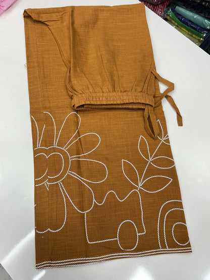 Pure Cotton Abstract detailing 3-Piece Suit Set with Dupatta – Kurta, Bottom & Dupatta