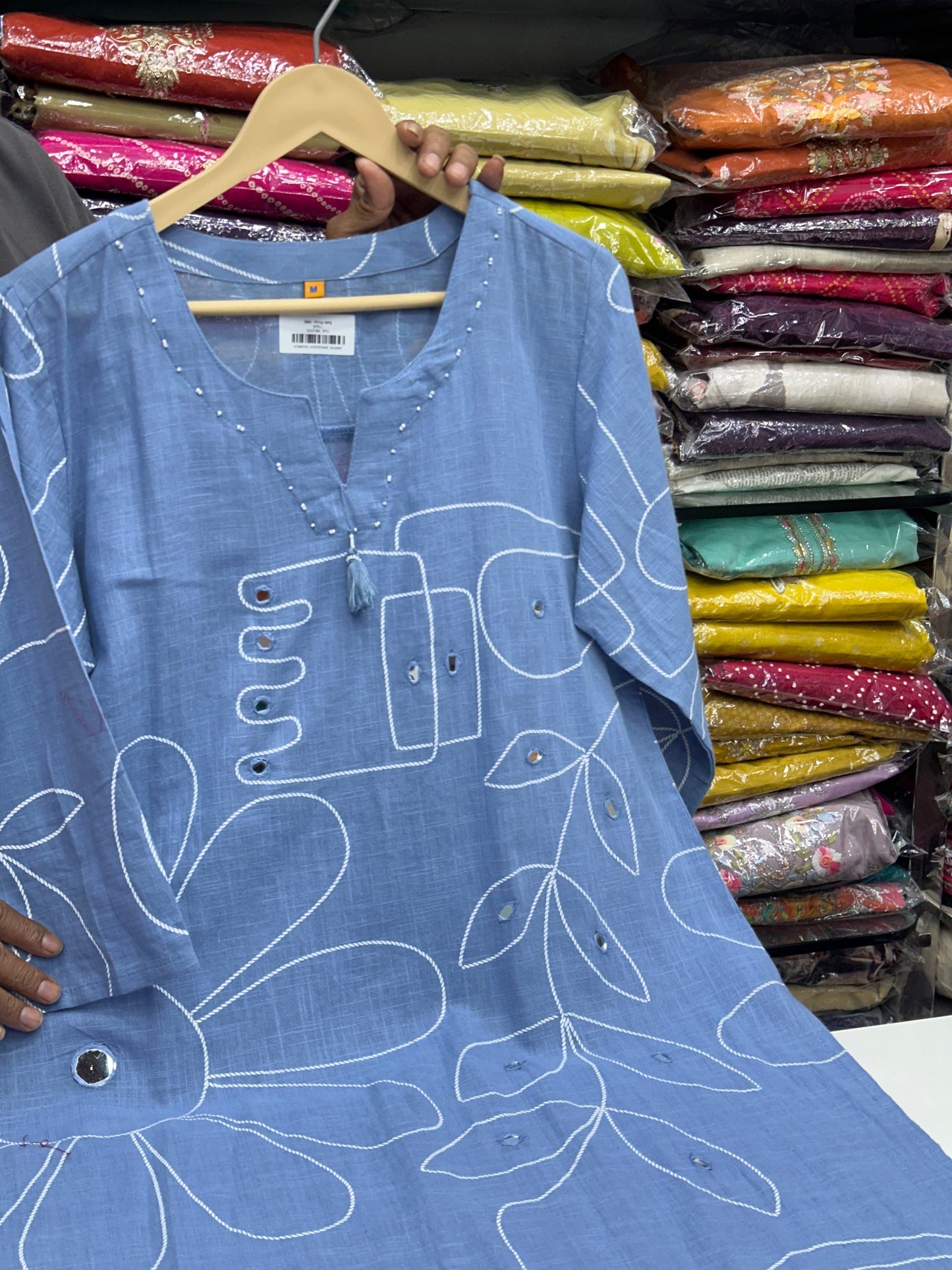 Pure Cotton Abstract detailing 3-Piece Suit Set with Dupatta – Kurta, Bottom & Dupatta