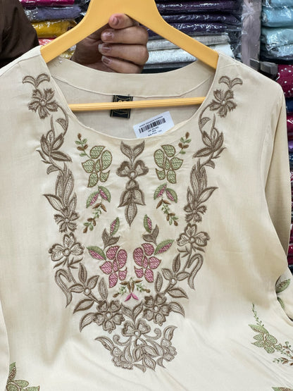 Pure rayon Co-Ord Set for Women | Thread Work Kurta & Loose Bottoms