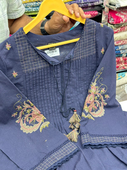 Pure Cotton Embroidered Peplum Kurta & Pants Co-Ord Set | Ethnic Party Wear