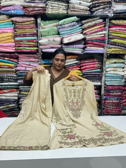 Pure rayon Co-Ord Set for Women | Thread Work Kurta & Loose Bottoms