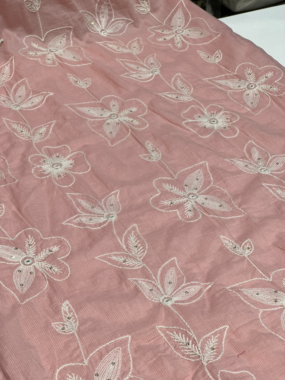 Pastel Pure Mulmul Cotton 3-Piece Kurta Set with Inner Lining & Thread Work