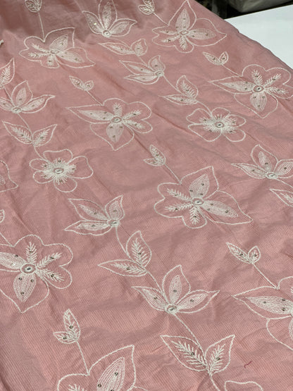 Pastel Pure Mulmul Cotton 3-Piece Kurta Set with Inner Lining & Thread Work