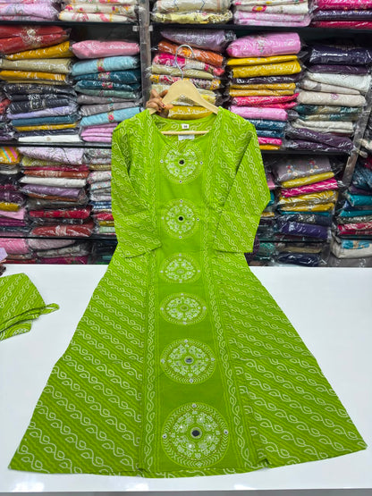 Pure Cotton Bandhani Print 3-Piece Kurta Set with Loose Pants & Dupatta | Sawan Special Affordable Summer Suit for Women