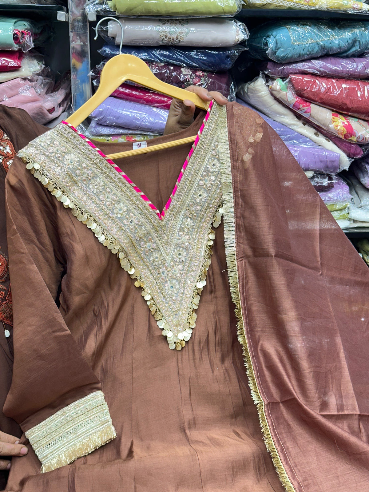 Mul Chanderi 3-Piece Anarkali Kurta Set with Lash Work | Designer Ethnic Wear