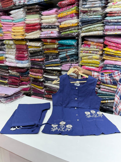 Pure Cotton Vest Style Co-Ord Set with Floral Thread Work – Formal Office Wear for Women