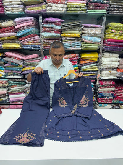 Pure Cotton Embroidered Peplum Kurta & Pants Co-Ord Set | Ethnic Party Wear
