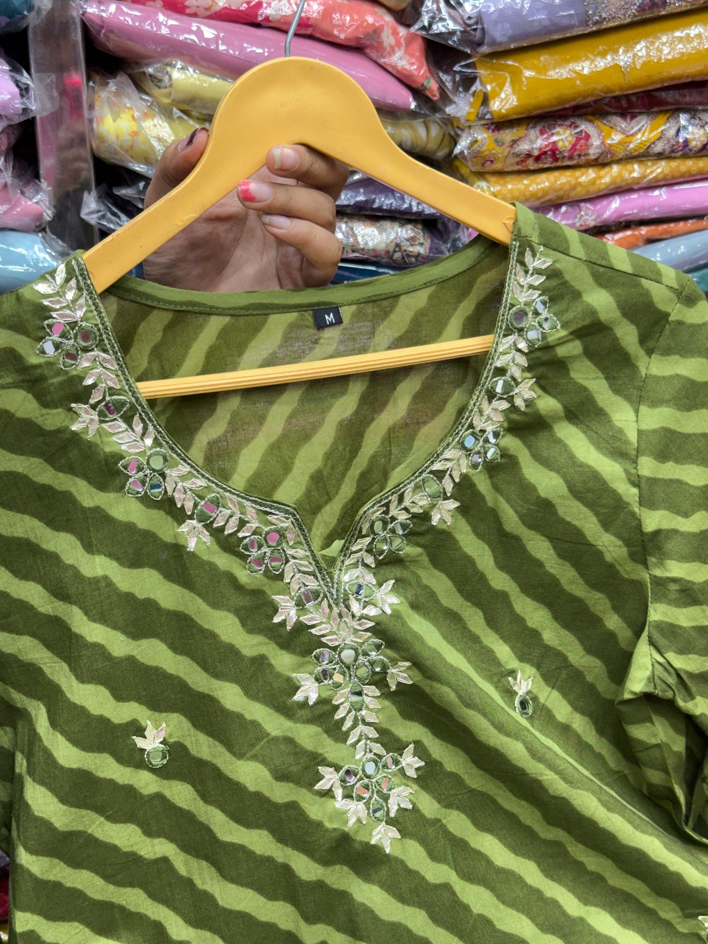Handcrafted Gota Patti Leheriya 3-Piece Suit Set in 4 Colors.