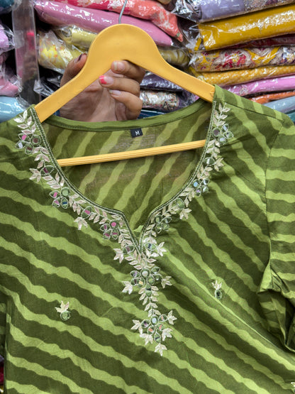 Handcrafted Gota Patti Leheriya 3-Piece Suit Set in 4 Colors.