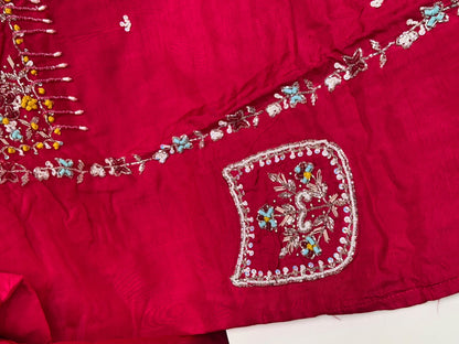 Hand Embroidered Pure Russian Silk 3-Piece Festive Kurta Set for Women