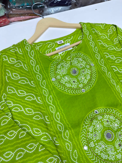 Pure Cotton Bandhani Print 3-Piece Kurta Set with Loose Pants & Dupatta | Sawan Special Affordable Summer Suit for Women