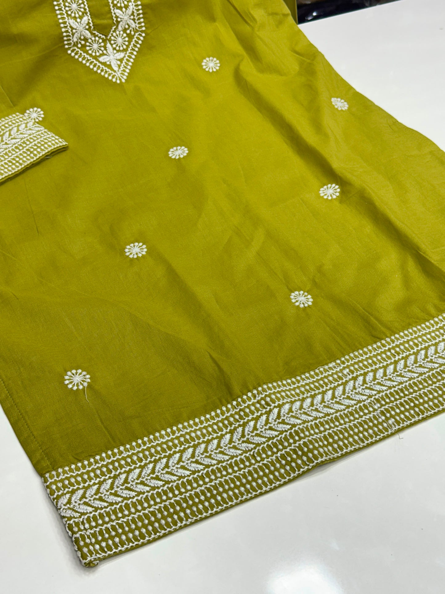 Women's Pure Cotton 3-Piece Kurta Set | Embroidered Farshi Salwar Suit with Tie-Dye Dupatta | Ethnic Wear