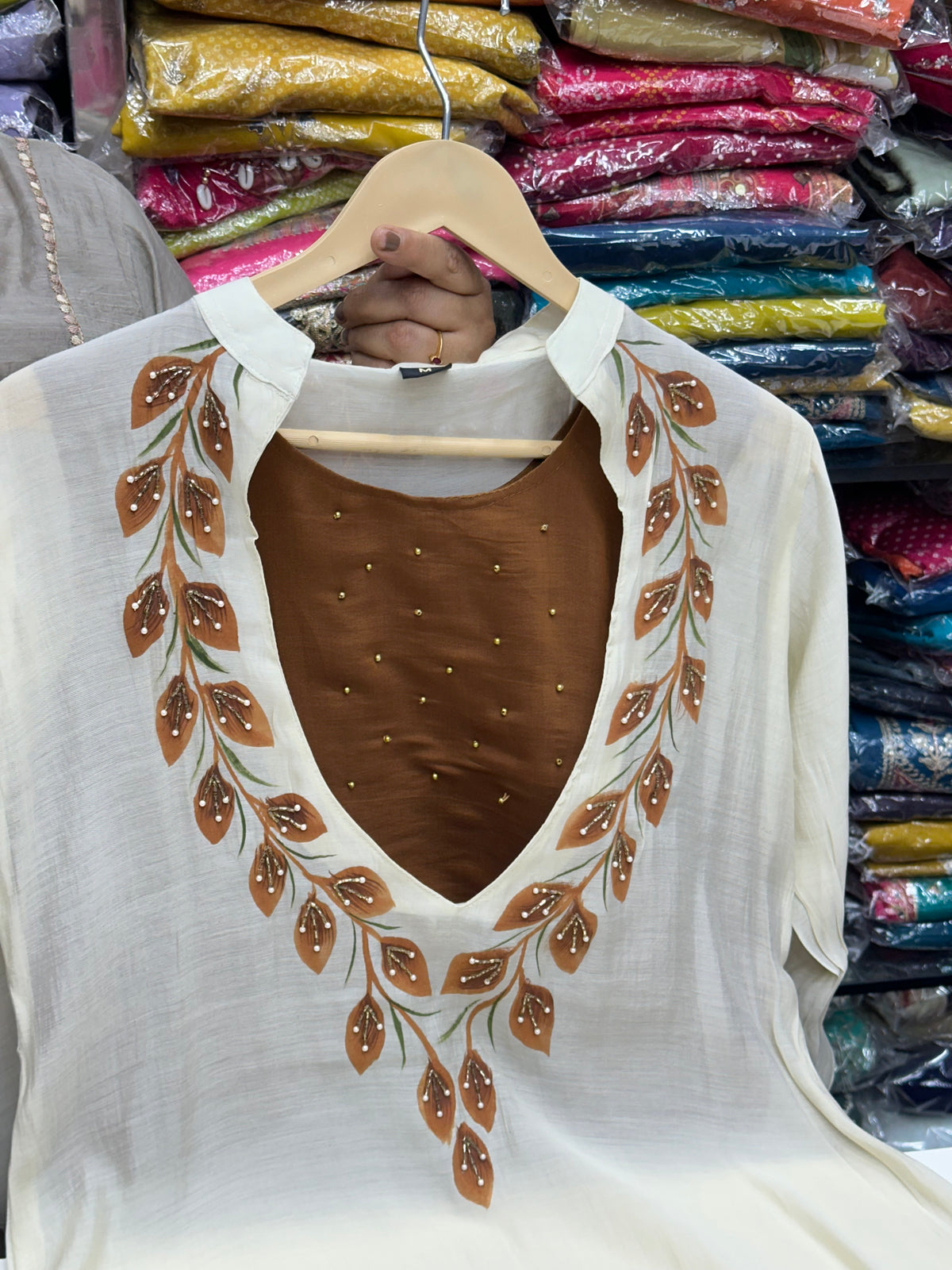 Pure Mul Chanderi 3-Piece Suit Set with Designer Divider Pants | Festive & Party Wear