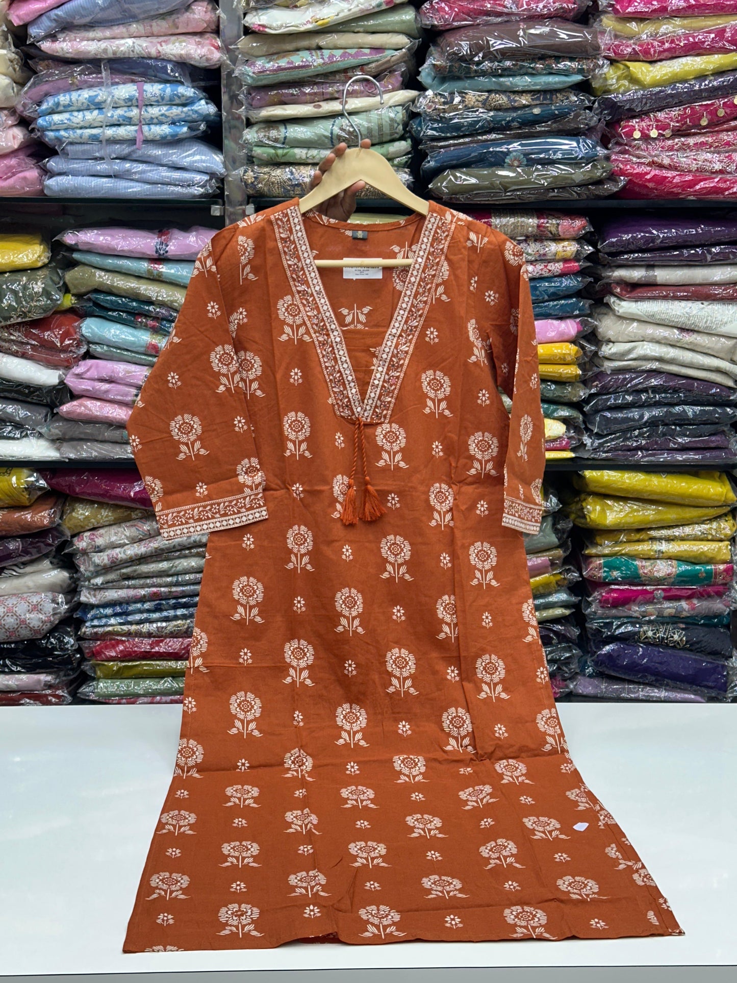 Women's Pure Cotton Floral Printed 3 Piece Kurta Set | V-Neck Straight Kurti with Pant and Dupatta RR1499