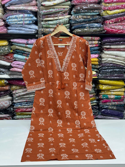 Women's Pure Cotton Floral Printed 3 Piece Kurta Set | V-Neck Straight Kurti with Pant and Dupatta RR1499