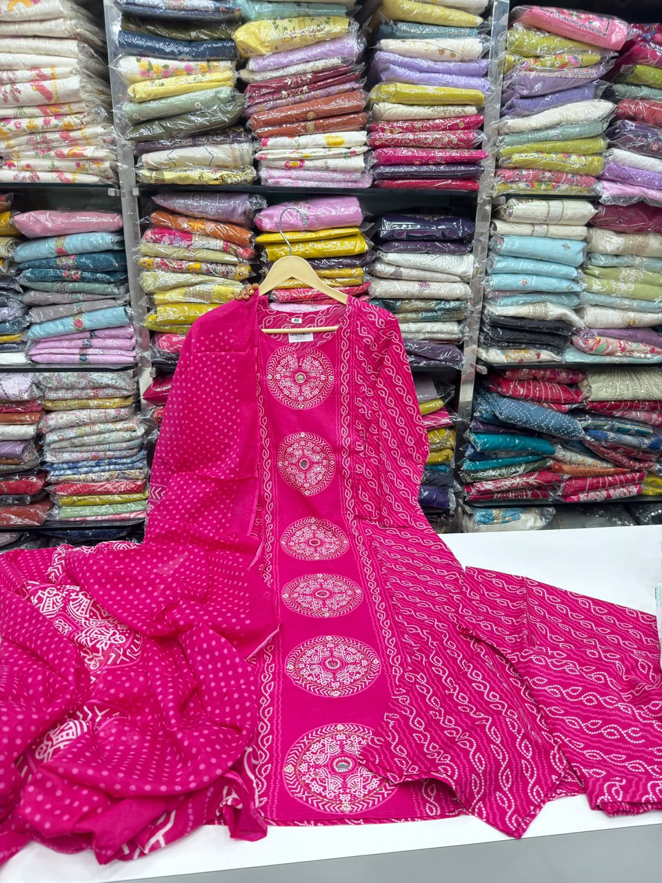 Pure Cotton Bandhani Print 3-Piece Kurta Set with Loose Pants & Dupatta | Sawan Special Affordable Summer Suit for Women