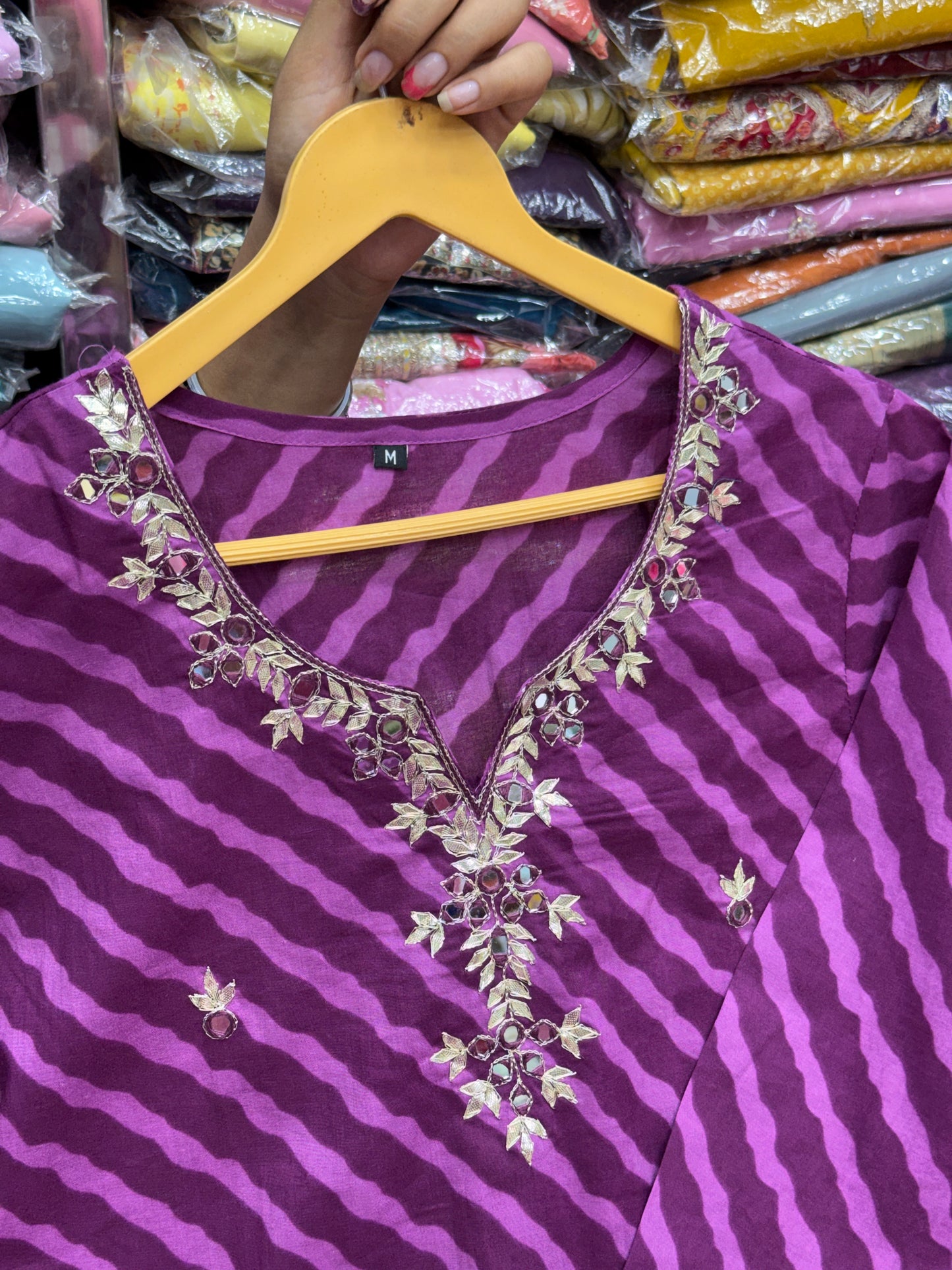 Handcrafted Gota Patti Leheriya 3-Piece Suit Set in 4 Colors.