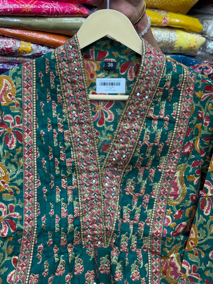 3 piece kurta set in premium cotton fabric with thread work detailing ajrak print amazing shades perfect for casual and office wear