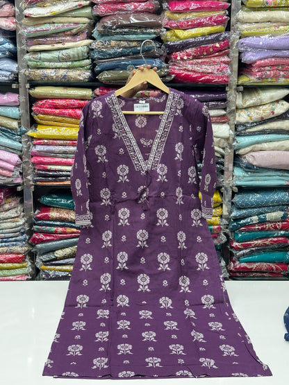 Women's Pure Cotton Floral Printed 3 Piece Kurta Set | V-Neck Straight Kurti with Pant and Dupatta RR1499