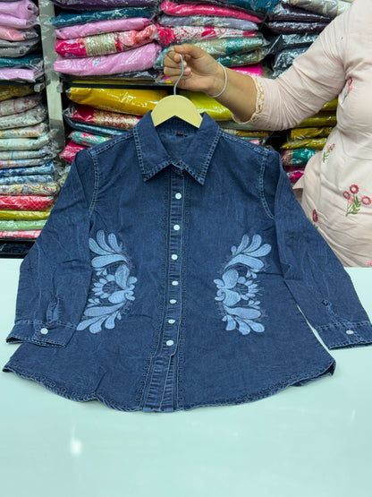 Trending Cotton denim Co-ord Set with thread work detailing perfect for casual and outgoing vacations Girlish article with western look comfortable for summers