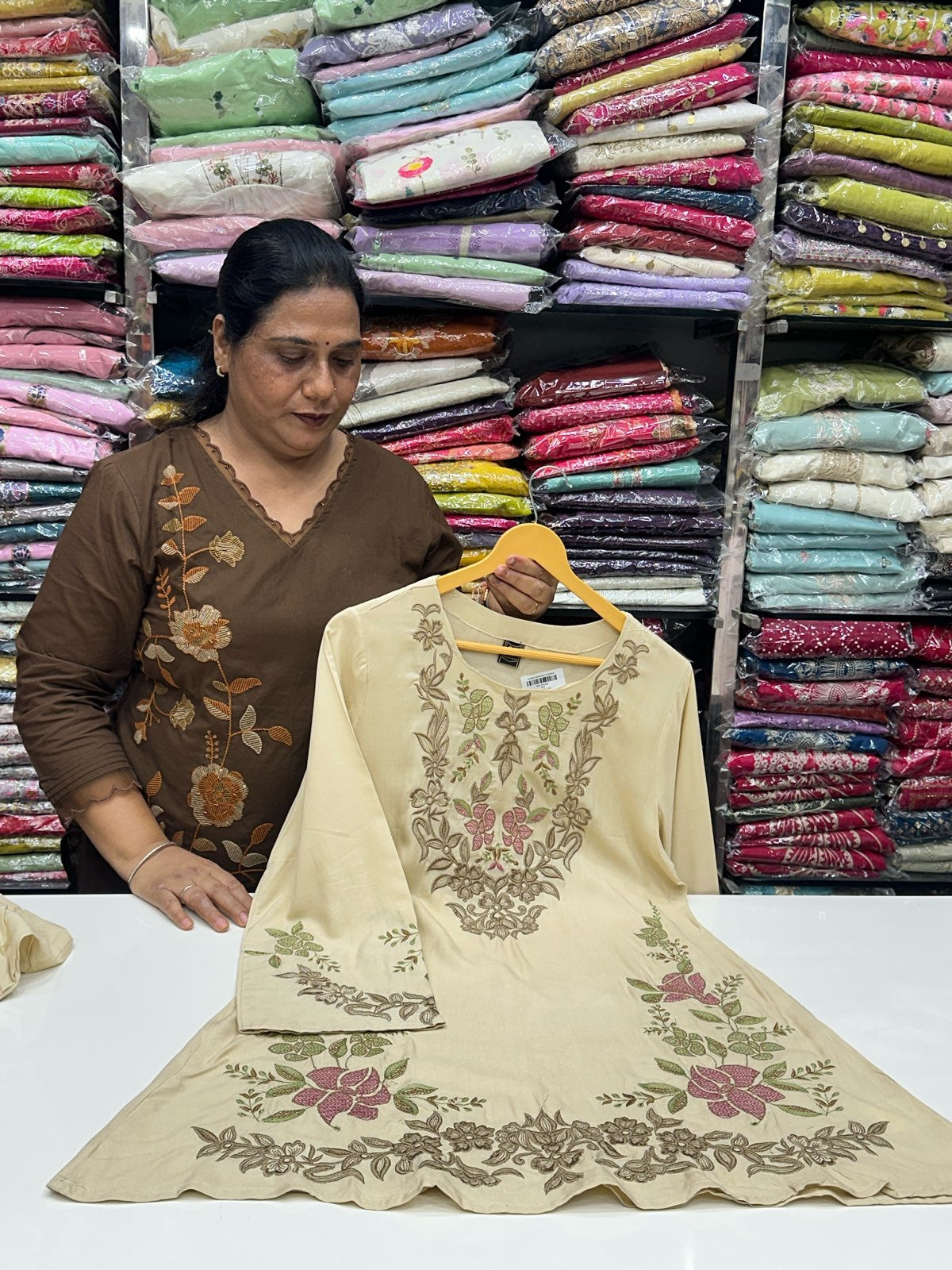 Pure rayon Co-Ord Set for Women | Thread Work Kurta & Loose Bottoms