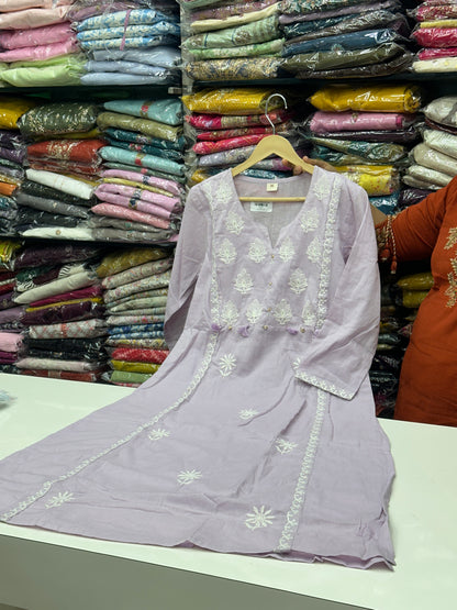 Pure Cotton Hand Embroidered Kurta Set for Women | 3-Piece  Suit with Tassels | Comfortable Simple Office Wear RR1503