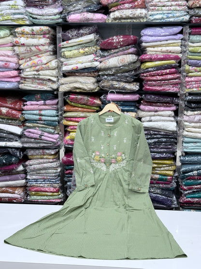 Pure Cotton Hand Embroidered Kurta Set for Women | 3-Piece  Suit in pastel Colors | Comfortable Simple Office Wear