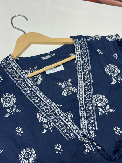 Women's Pure Cotton Floral Printed 3 Piece Kurta Set | V-Neck Straight Kurti with Pant and Dupatta RR1499