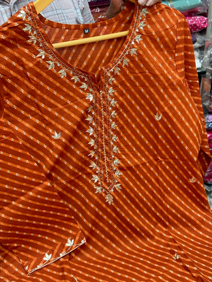 Handcrafted Gota Patti Leheriya 3-Piece Suit with loose pants perfect for sawan