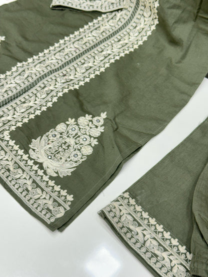 Pure Cotton 2-Piece Co-Ord Set with Red Embroidery - Summer & Sawan Special Edition