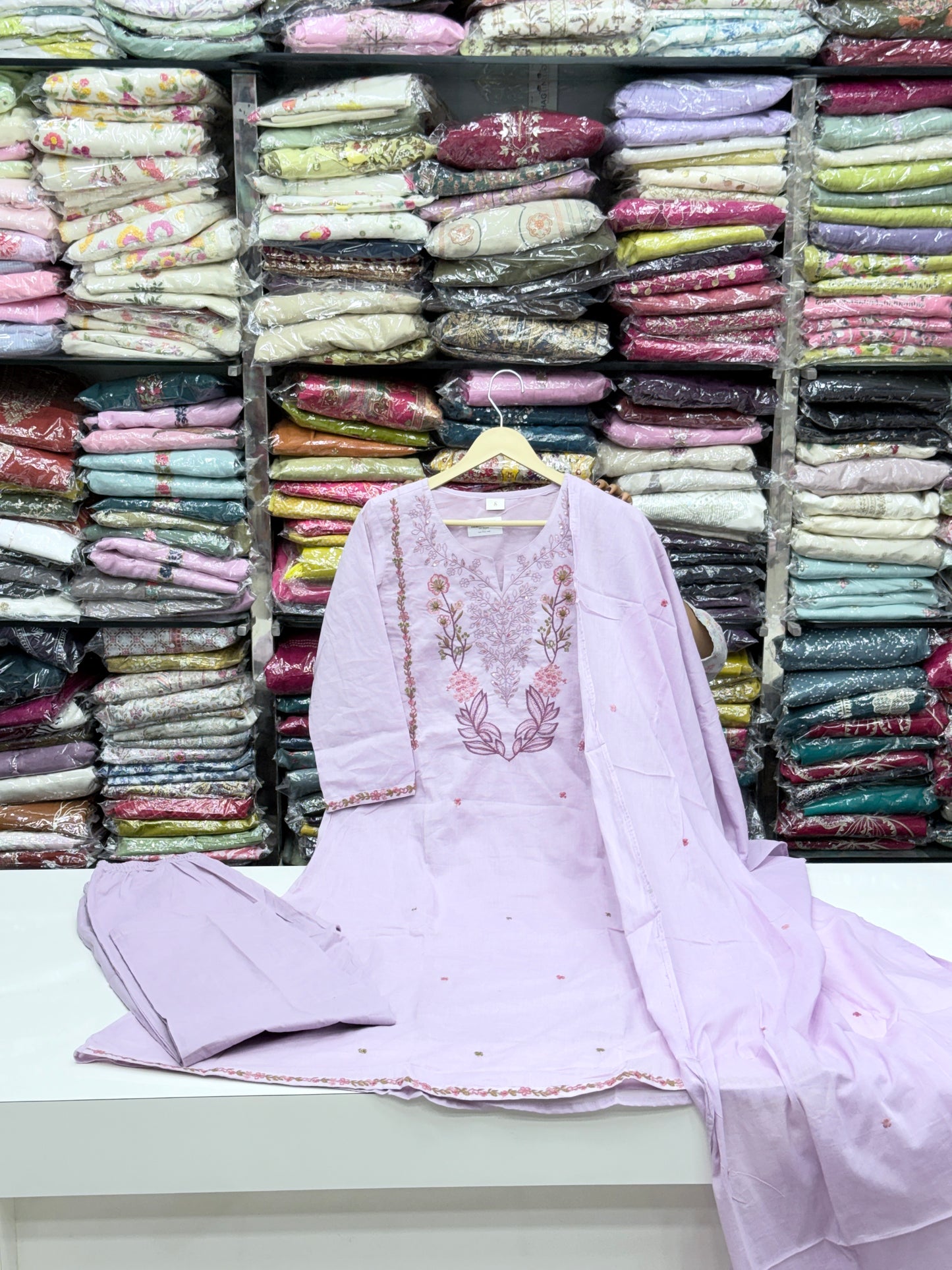 Pure Cotton 3-Piece Kurta Set with Embroidery & Lace Work | Comfortable Summer Aesthetic Ethnic Wear for Women