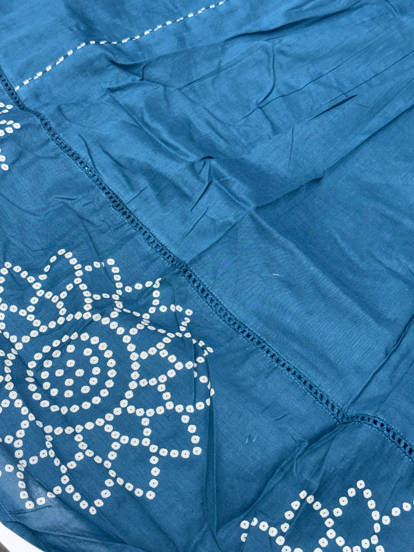 3 piece Bandhani kurta set in premium cotton fabric with mirror work detailing beautiful shades perfect for casual and office wear RR1488