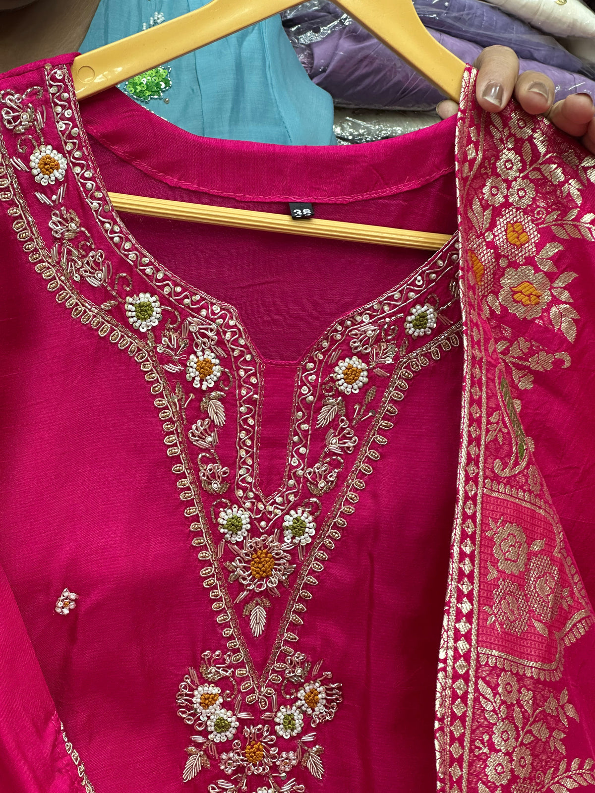 Dola Silk Heavy Party Wear Kurta Set with Banarasi Dupatta & Mul Cotton Lining