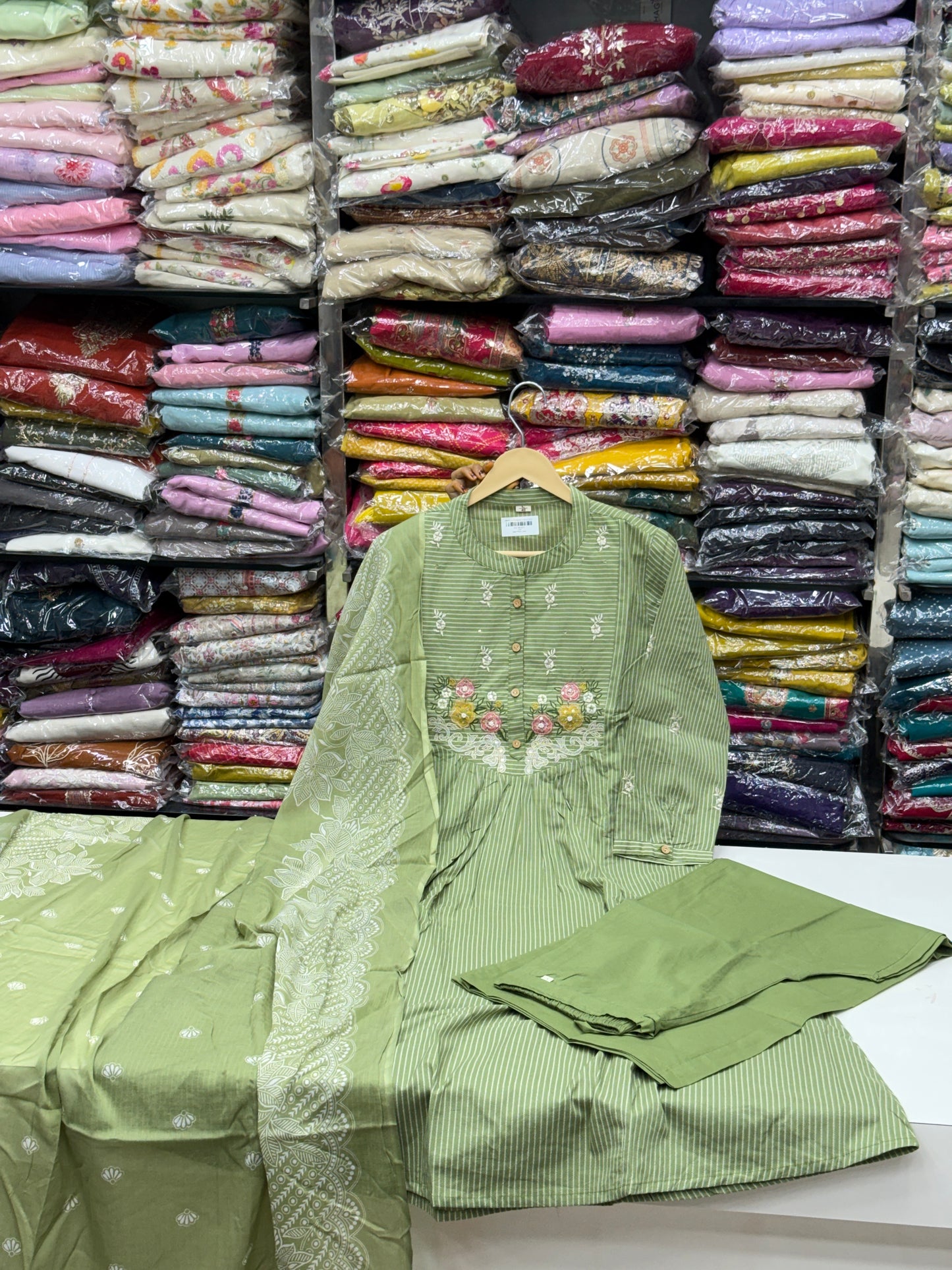 Pure Cotton Hand Embroidered Kurta Set for Women | 3-Piece  Suit in pastel Colors | Comfortable Simple Office Wear