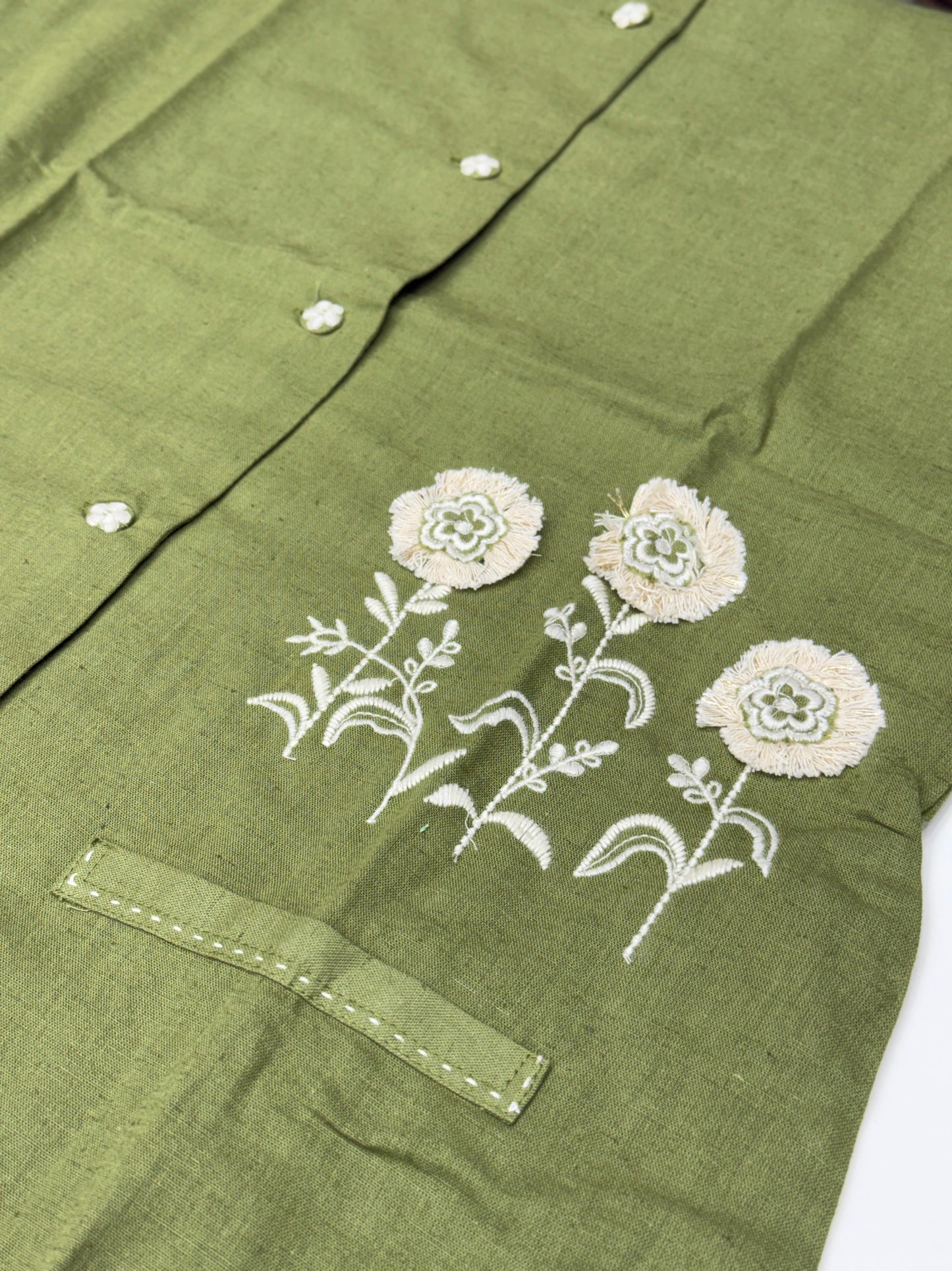 Pure Cotton Vest Style Co-Ord Set with Floral Thread Work – Formal Office Wear for Women