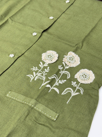 Pure Cotton Vest Style Co-Ord Set with Floral Thread Work – Formal Office Wear for Women